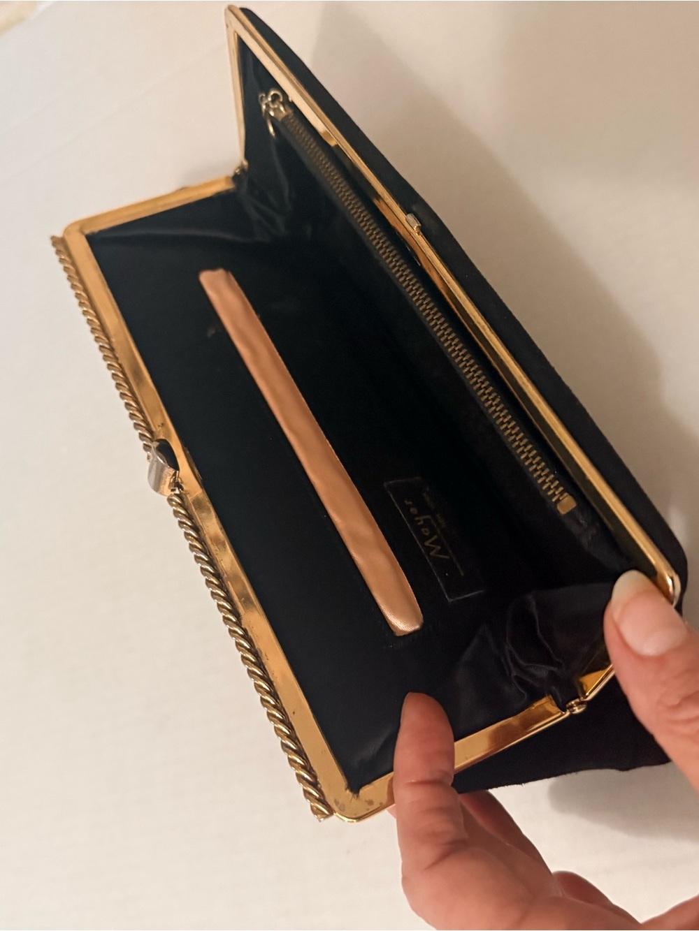 Black Evening Clutch with Gold Trim